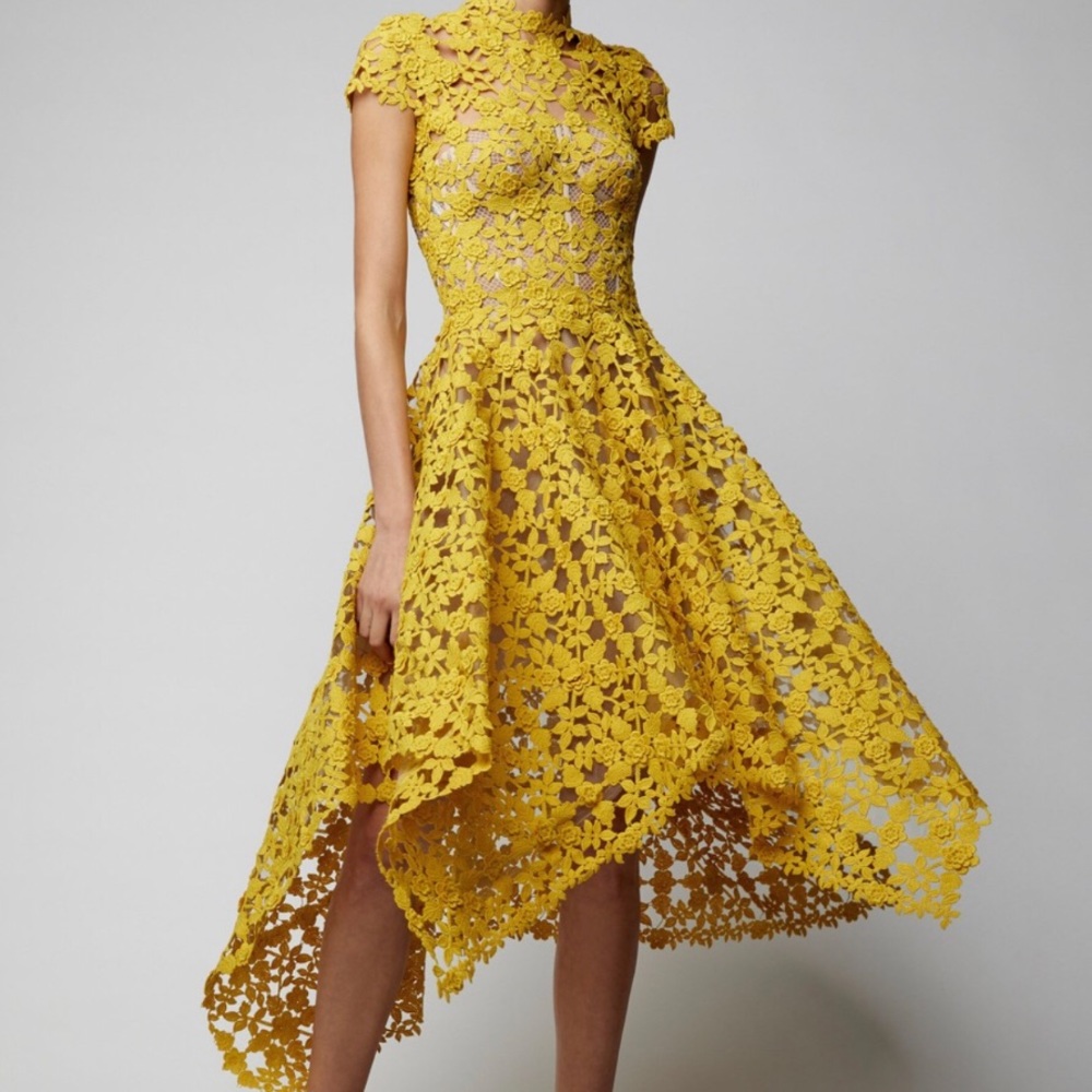 FOUND! Oscar de la Renta Mock Neck Guipure Lace Dress